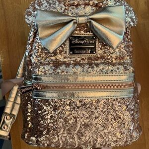 Disney Loungefly Rose Gold Sequin Backpack